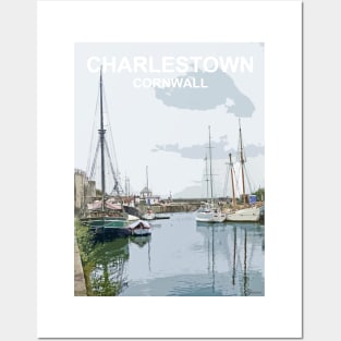 Charlestown Cornwall.  Cornish gift Kernow Travel location poster, St Austell Posters and Art